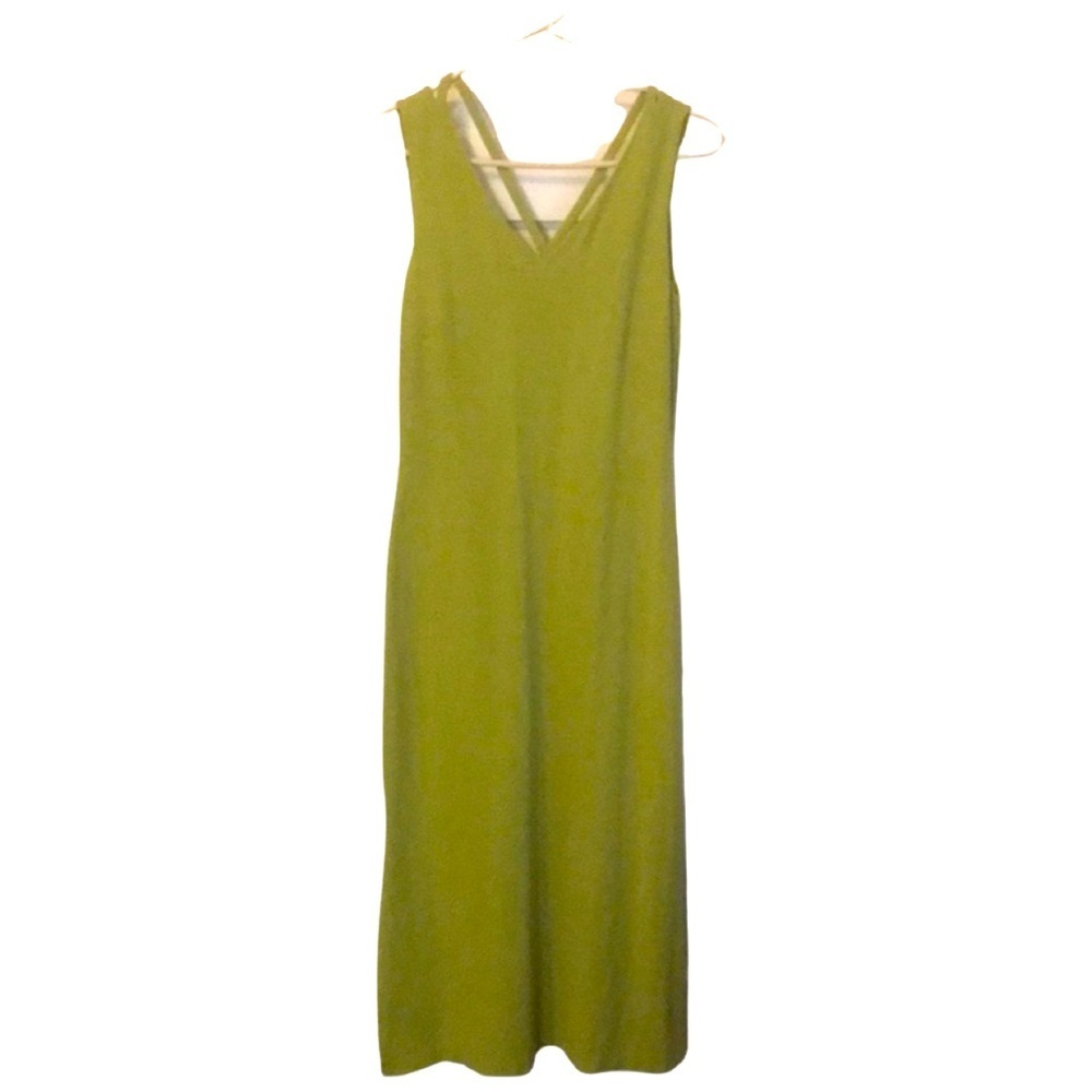 Talbots Green Long Maxi Dress w/Criss Cross Back size P Petite
